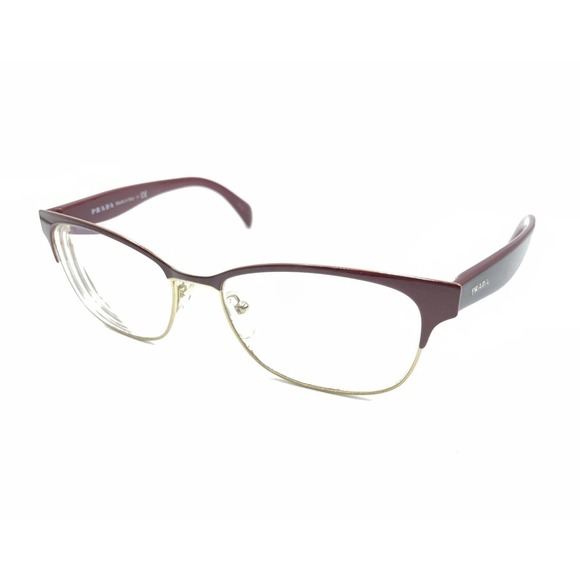 Prada VPR 65R UAN-1O1 Burgundy Red Gold Square Eyeglasses Frames 53-16 140 Italy - Picture 8 of 12